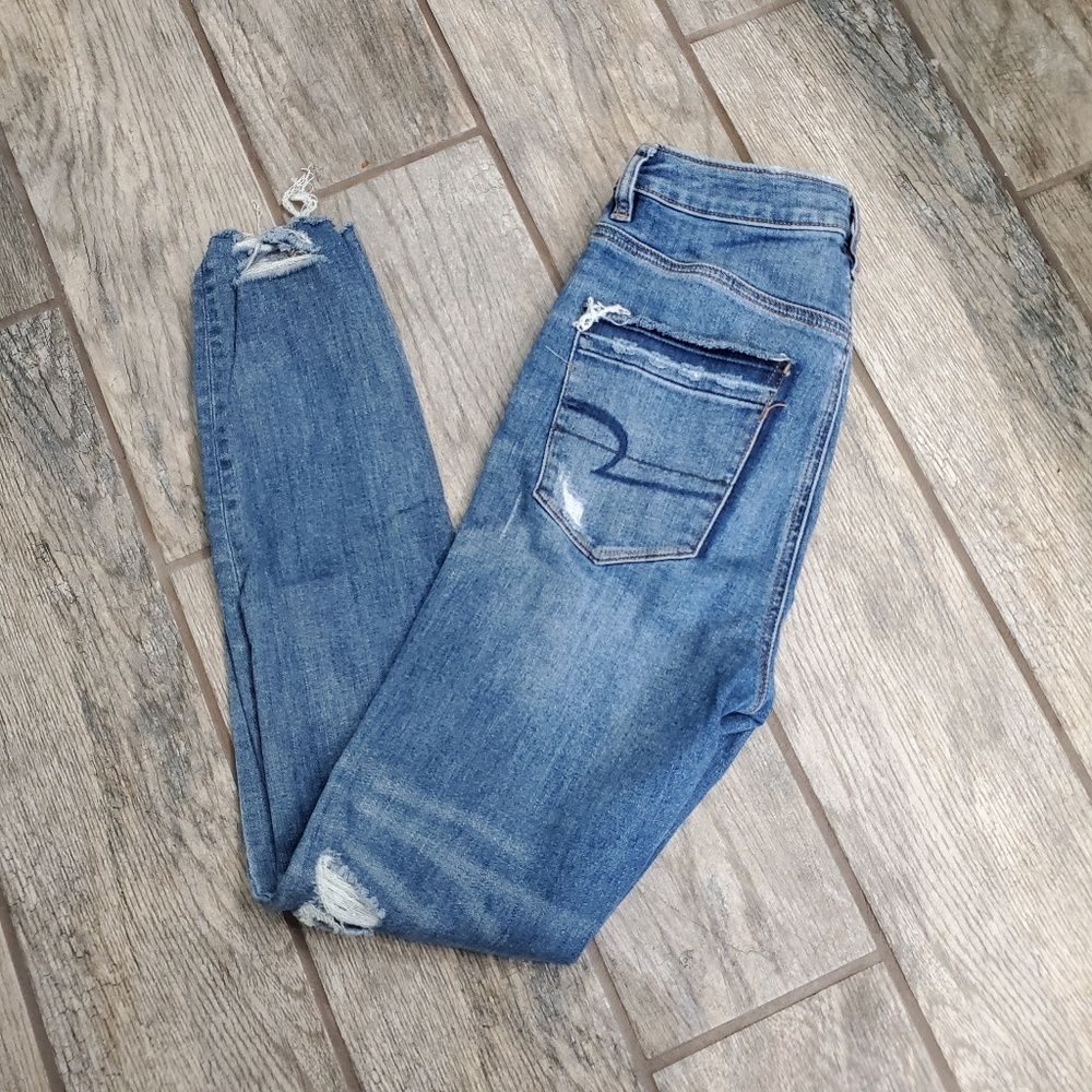 American Eagle High Rise Distressed Skinny Jeans
